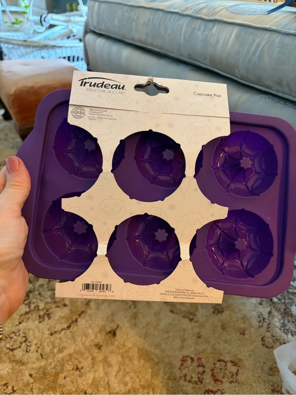NWT Trudeau Purple Spiderweb Silicone Muffin Pan Halloween Holiday